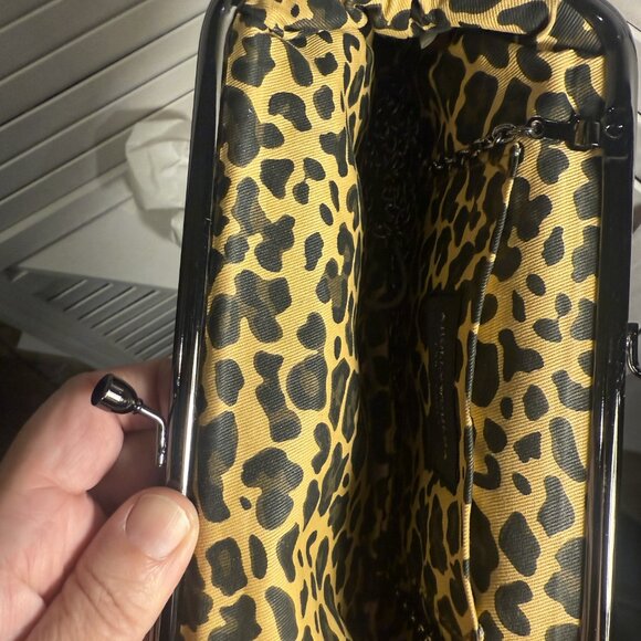 Hollywould for Target Red Satin Clutch 10x5 Ruffle Frame Chain Strap - Picture 4 of 5